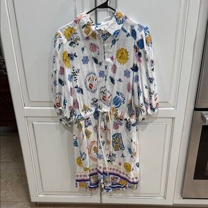 Beach print shorts romper